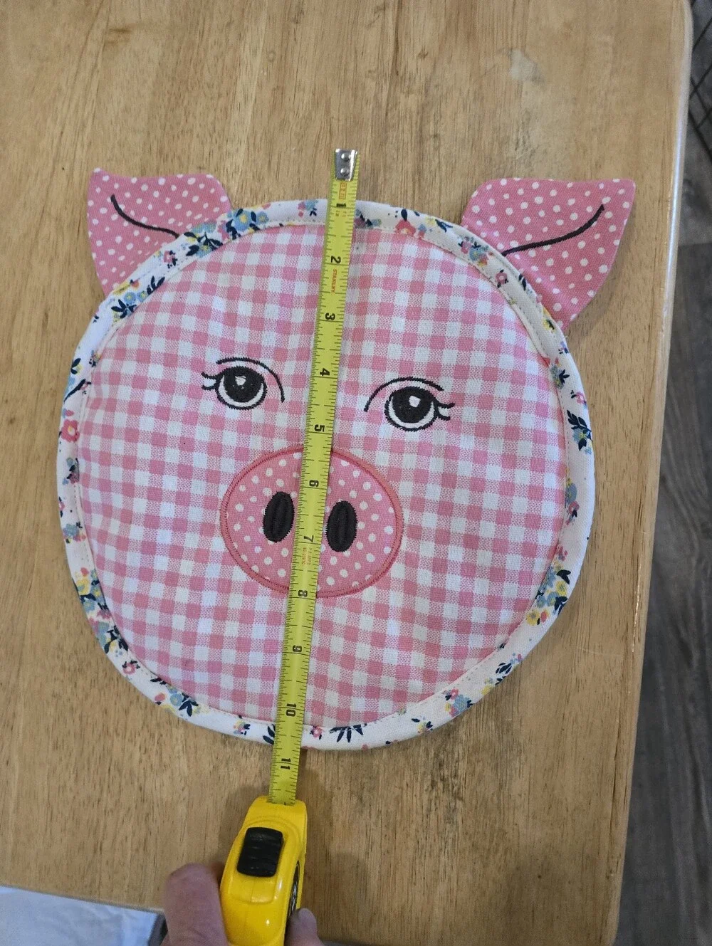 Pioneer Woam Pink Gingham Pig Face Potholder and  Reusable Bag Saver